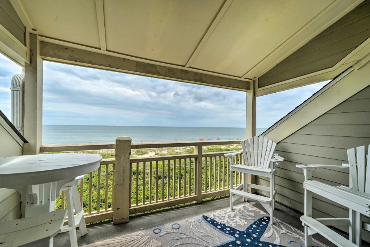 Beachfront Condo With Unobstructed Ocean Views! Oak Island Eksteriør billede
